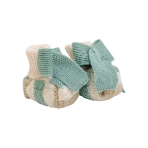 Babbucce Neonata Lana Vergine 100% Vaniglia Verde IN23S/V