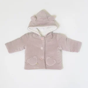 Cappottino Cappuccio Orsetto Bimba Cotone 100% Rosa IN5940/R