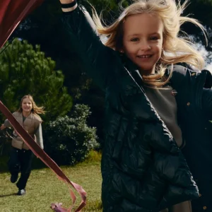 Giaccone lungo trapuntato Bimba Nero 5847/10