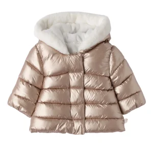 Piumino Cappuccio Neonata Effetto Perlato 3F738/941