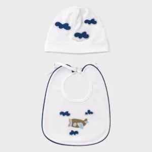 Set Bavetta Cuffia Ricamo Aereoplanino LR1204